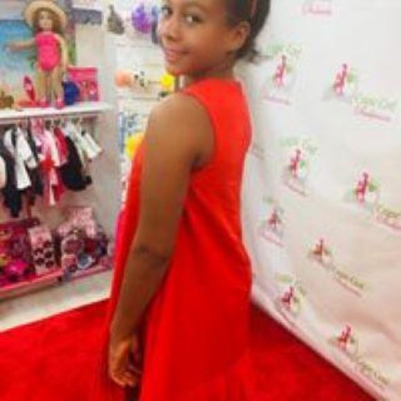 JUSBE KIDS GIRLS PLEATED HEMLINE RED - Picture 5 of 5